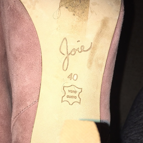 JOIE REAL SUEDE BLUSH COLOR PEEP TOE LEATHER SOLED EUC BOOTIES WORN 1x size eu40 - Picture 12 of 13
